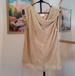 NWT LAUNDRY Gold Shimmer Sleeveless Top Size XL